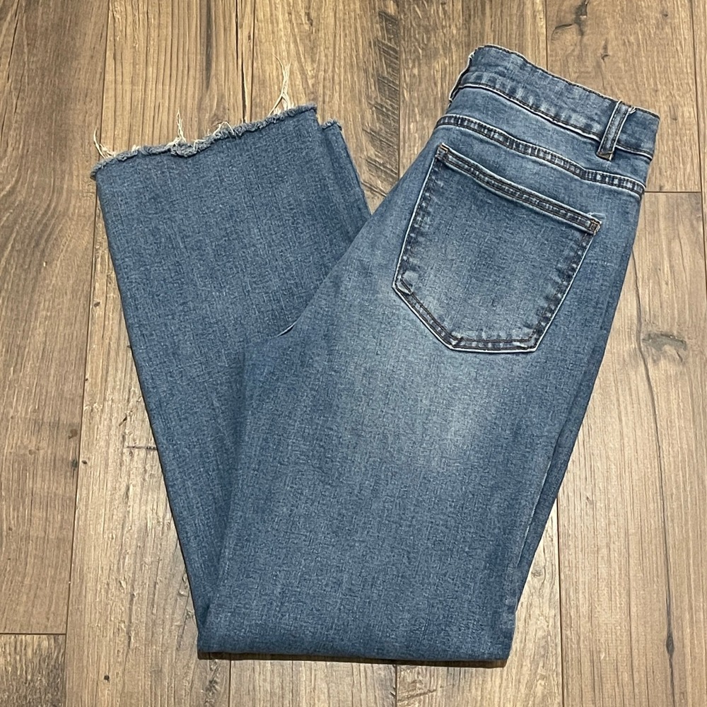 OAT New York Womens High Rise Straight Leg Raw Hem Jeans Blue Size 28 P0116-CA